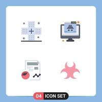 4 Creative Icons Modern Signs and Symbols of disease hacker health crime chart Editable Vector Design Elements