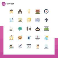 Pictogram Set of 25 Simple Flat Colors of video motel hut accommodation up Editable Vector Design Elements