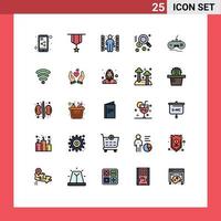 Group of 25 Filled line Flat Colors Signs and Symbols for xbox joystick challenge find dollar Editable Vector Design Elements