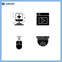 4 Thematic Vector Solid Glyphs and Editable Symbols of city wireless web apple device Editable Vector Design Elements