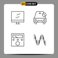 4 Thematic Vector Filledline Flat Colors and Editable Symbols of computer meter car off frequency Editable Vector Design Elements