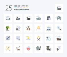 Factory Pollution 25 Flat Color icon pack including tank. pollution. smoke. landscape. factory vector