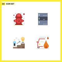 4 Creative Icons Modern Signs and Symbols of city ladder life data user Editable Vector Design Elements