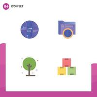 Modern Set of 4 Flat Icons Pictograph of world farming globe fie small Editable Vector Design Elements