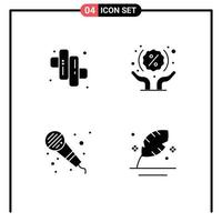 Modern Set of 4 Solid Glyphs and symbols such as camping microphone discount shopping ink Editable Vector Design Elements