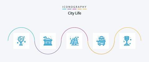 ciudad vida azul 5 5 icono paquete incluso ligero. vida. ciudad. ciudad. vida vector