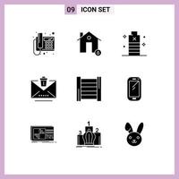 9 Creative Icons Modern Signs and Symbols of trash email house delete low Editable Vector Design Elements