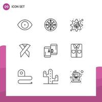 9 User Interface Outline Pack of modern Signs and Symbols of advertising health position aids settings Editable Vector Design Elements