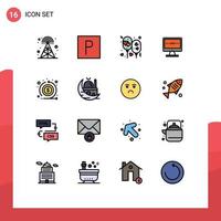 16 User Interface Flat Color Filled Line Pack of modern Signs and Symbols of cash screen balloon television tv Editable Creative Vector Design Elements