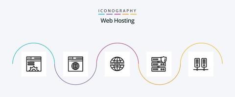 Web Hosting Line 5 Icon Pack Including network . server . web. security vector