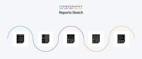 Reports Sketch Glyph 5 Icon Pack Including paper. data. page. user. page vector