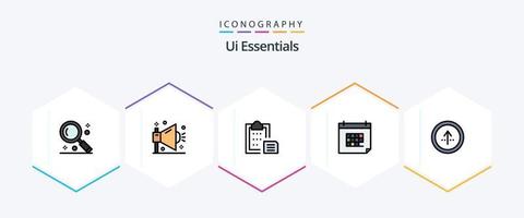 Ui Essentials 25 FilledLine icon pack including date. appointment. seo. paste. interface vector