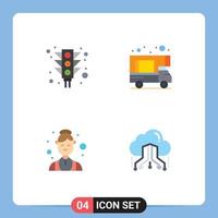 4 Universal Flat Icons Set for Web and Mobile Applications city health signal doodle cloud Editable Vector Design Elements