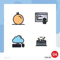 Set of 4 Modern UI Icons Symbols Signs for fruit mouse gdpr security data Editable Vector Design Elements