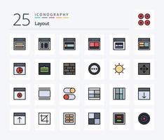 Layout 25 Line Filled icon pack including layout. bricks layout. pie. wireframe. links vector