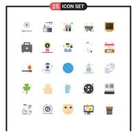 25 Thematic Vector Flat Colors and Editable Symbols of files business spread cabinet food Editable Vector Design Elements