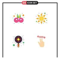 Editable Vector Line Pack of 4 Simple Flat Icons of cinema target mask sun money Editable Vector Design Elements