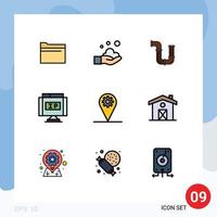 Modern Set of 9 Filledline Flat Colors and symbols such as business location pipe ip water Editable Vector Design Elements