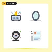 4 Flat Icon concept for Websites Mobile and Apps alarm marker furniture customer interface Editable Vector Design Elements