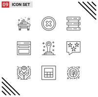9 Thematic Vector Outlines and Editable Symbols of stationery office hosting user interface Editable Vector Design Elements
