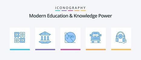 Modern Education And Knowledge Power Blue 5 Icon Pack Including course. education. math . vehicle. truck. Creative Icons Design vector