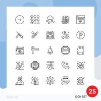 User Interface Pack of 25 Basic Lines of financial document security bill rainy Editable Vector Design Elements