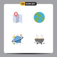 4 Universal Flat Icon Signs Symbols of map school track planet space Editable Vector Design Elements