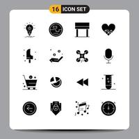 16 User Interface Solid Glyph Pack of modern Signs and Symbols of dessert like measuring love table Editable Vector Design Elements