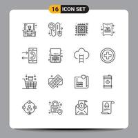 conjunto de dieciséis moderno ui íconos símbolos señales para conversacion comunicación datos llamada ingredientes editable vector diseño elementos