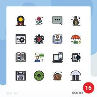 Modern Set of 16 Flat Color Filled Lines Pictograph of programming develop comment coding sponsor Editable Creative Vector Design Elements