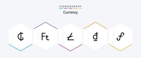 Currency 25 Line icon pack including vietnam . dong . hungarian . blockchain vector