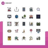 Group of 25 Modern Filled line Flat Colors Set for search study application green arrow Editable Vector Design Elements