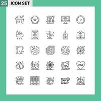 25 Universal Line Signs Symbols of user interface contract signal monitor Editable Vector Design Elements