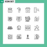 Set of 16 Vector Outlines on Grid for online order order product mobile data Editable Vector Design Elements