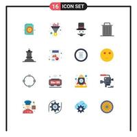 Universal Icon Symbols Group of 16 Modern Flat Colors of trash recycle moustache garbage men Editable Pack of Creative Vector Design Elements