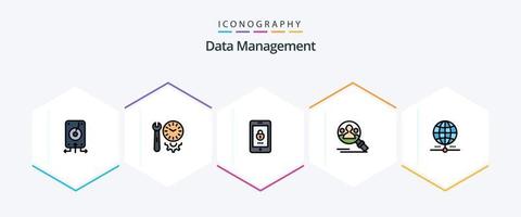 Data Management 25 FilledLine icon pack including user. profile. settings. find. mobile vector