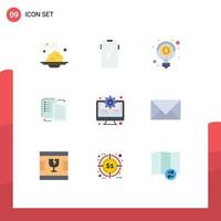 Mobile Interface Flat Color Set of 9 Pictograms of transfer file huawei solution light bulb Editable Vector Design Elements