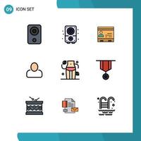 9 Filledline Flat Color concept for Websites Mobile and Apps man phone sound people contacts Editable Vector Design Elements