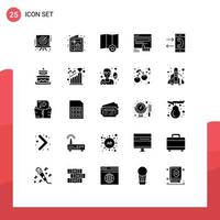 Set of 25 Modern UI Icons Symbols Signs for communication website map web finger Editable Vector Design Elements