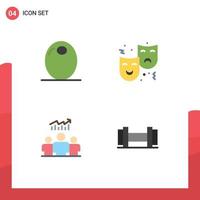 4 User Interface Flat Icon Pack of modern Signs and Symbols of filling group vegetable expression team Editable Vector Design Elements