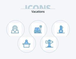 Vacations Blue Icon Pack 5 Icon Design. . weather. location. thermometer. area vector