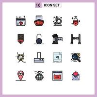 Set of 16 Modern UI Icons Symbols Signs for badge secure vehicles lock internet of things Editable Creative Vector Design Elements