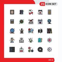 Set of 25 Modern UI Icons Symbols Signs for mobile lock cherry application love Editable Vector Design Elements