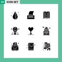 9 Creative Icons Modern Signs and Symbols of heart person application user bulb Editable Vector Design Elements