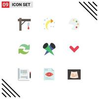 Universal Icon Symbols Group of 9 Modern Flat Colors of popular featured color repeat reload Editable Vector Design Elements