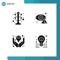 Modern Set of 4 Solid Glyphs Pictograph of clothes business rack detector management Editable Vector Design Elements