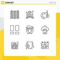 9 Thematic Vector Outlines and Editable Symbols of pot photo art layout collage Editable Vector Design Elements