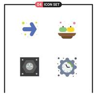 Group of 4 Flat Icons Signs and Symbols for arrow plug food sandesh socket Editable Vector Design Elements