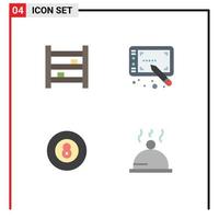 Flat Icon Pack of 4 Universal Symbols of cabinet baseball interior stylus sport Editable Vector Design Elements