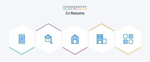 CV currículum 25 azul icono paquete incluso educación. calc. educación. universidad. educación vector